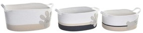 Σετ Καλαθιών DKD Home Decor Λευκό Γκρι Κρεμ 60 x 31 x 25 cm 3 Τεμάχια