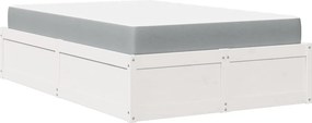 vidaXL Κρεβάτι με Στρώμα Λευκό 140x190 εκ Μασίφ Ξύλο Πεύκου