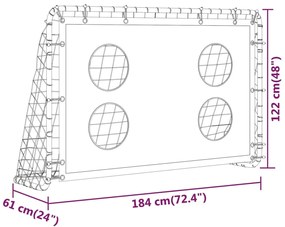 vidaXL Δίχτυ Εξάσκησης Ποδοσφαίρου 184 x 61 x 122 εκ. Ατσάλινο