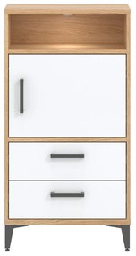Σιφονιέρα Orlando AA119, Ελαφριά δρυς, Γυαλιστερό λευκό, Με συρτάρια και ντουλάπια, Αριθμός συρταριών: 2, 102x54x37cm | Epipla1.gr