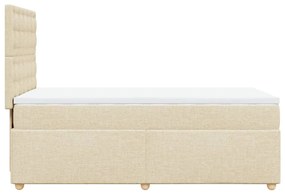 vidaXL Κρεβάτι Boxspring με Στρώμα Κρεμ 100 x 200 εκ. Υφασμάτινο