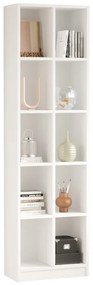 Βιβλιοθήκη Oteca 10θέσεων pakoworld σε λευκή απόχρωση 51.1x25.4x180εκ