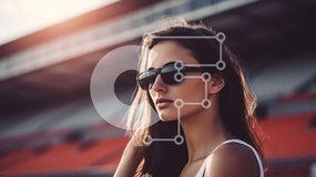 Intra Συλλεκτικό Ξύλινο Παζλ Plywood 4mm - Κομψή γυναίκα μπροστά από το στάδιο στο ηλιοβασίλεμα Σε Ξύλινο Κουτί - Διαστάσεις Puzzle: 10x10 cm – 25 κομμάτια