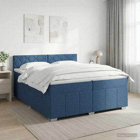 vidaXL Κρεβάτι box spring με στρώμα Μπλε 200 x 200 cm Ύφασμα