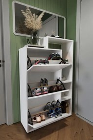 Stewehome Ντουλάπι Παπουτσιών με Ράφια λευκό 90x32x143 cm