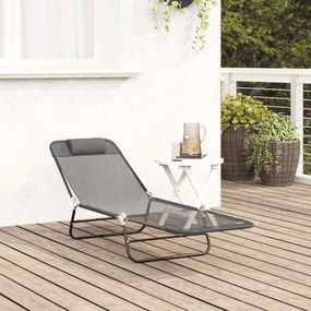 vidaXL Πτυσσόμενη ξαπλώστρα Γκρι 182 x 55 x 85,5 εκ Textilene
