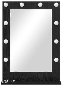 vidaXL Καθρέφτης Vanity με LED Φώτα Μαύρο Δρυς 70x50x18 εκ.