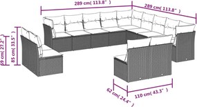 vidaXL Σετ Καναπέ Κήπου 13τεμ Μπεζ Συνθ. Ρατάν με Μαξιλάρια