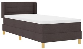 vidaXL Κρεβάτι με ελατήρια Σκούρο Καφέ και Λευκό 100 x 200 cm ύφασμα