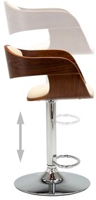 vidaXL Σκαμπό Μπαρ Κρεμ από Λυγισμένο Ξύλο και Συνθετικό Δέρμα