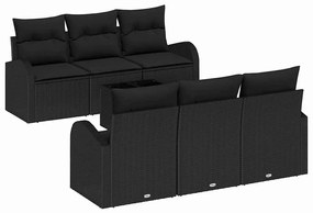 vidaXL Σετ Καναπέ Κήπου 7 pcs Μαύρο 55 x 55 x 37 εκ Πολυ ράταν