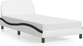vidaXL Πλαίσιο Κρεβατιού Dover Λευκό/Μαύρο 100x200εκ.Συνθ. Δέρμα