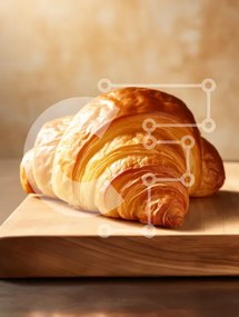 Σετ των 2 Intra Συλλεκτικό Ξύλινο Παζλ Plywood  4mm - Φρεσκοψημένο κρουασάν σε ξύλινη σανίδα Σε Ξύλινο Κουτί - Διαστάσεις: 10x10 cm – 25 κομμάτια