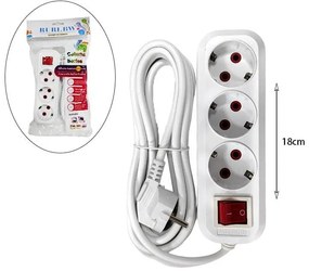 Πολύμπριζο 3 Θέσεων με καλώδιο 3 μέτρα και διακόπτη Ruri.BW - 3 Position Socket Extension 3m-141535-172597