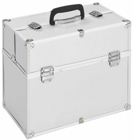 vidaXL Βαλίτσα Μακιγιάζ Ασημί 38x23x34 εκ. Αλουμινίου