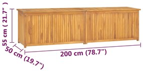 Μπαούλο Κήπου 200 x 50 x 55 εκ. από Μασίφ Ξύλο Teak - Καφέ