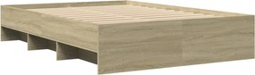 vidaXL Πλαίσιο Κρεβατιού Sonoma Δρυς 135x190 εκ. Επεξεργασμένο Ξύλο