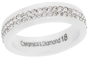 Δαχτυλίδι SENZA White Ceramic Steel Crystals