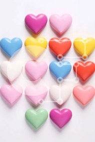 Intra Συλλεκτικό Ξύλινο Παζλ Plywood  4mm - Πολύχρωμες καραμέλες σε σχήμα καρδιάς σε λευκό φόντο Σε Ξύλινο Κουτί - Διαστάσεις Puzzle: 10x10 cm – 25 κομμάτια