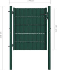 vidaXL Πόρτα Περίφραξης Πράσινη 100x100 εκ. από PVC και Ατσάλι