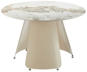 ΤΡΑΠΕΖΙ ΤΡΑΠΕΖΑΡΙΑΣ ΣΤΡΟΓΓΥΛΟ SEDAR HM18326 ΚΕΡΑΜΙΚΟ TOP--ΚΡΕΜ ΜΕΤΑΛ.ΠΟΔΙΑ Φ120x78Υ