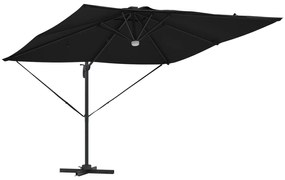 vidaXL Ομπρέλα Βραχίονα Roma με LEDs Μαύρη 286x285x270 εκ. Αλουμίνιο