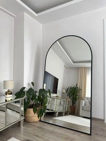 Stewehome Οβάλ Καθρέπτης Δαπέδου Μοντέρνου Σχεδιασμού μαύρο 180x100 cm