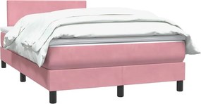 vidaXL Box Spring κρεβάτι με στρώμα ροζ 120x220 cm Βελούδινο