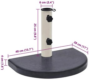 vidaXL Βάση Ομπρέλας Μαύρη 40 x 28 x 4 εκ. από Γρανίτη