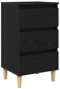 vidaXL Κομοδίνο με Ξύλινο Πόδι Μαύρη Δρυς 40x35x69 εκ