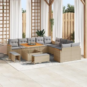vidaXL Σετ Καναπέ Κήπου 13 pcs Μπεζ συνθετικό ρατάν