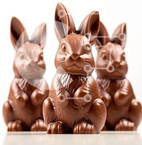 Intra Συλλεκτικό Ξύλινο Παζλ Plywood  4mm - Σοκολατένια ειδώλια λαγουδάκι του Πάσχα Σε Ξύλινο Κουτί - Διαστάσεις Puzzle: 10x10 cm – 25 κομμάτια