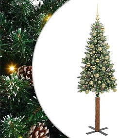 vidaXL Λεπτό χριστουγεννιάτικο δέντρο με LED Πράσινο και λευκό 180 cm