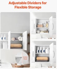 VEVOR 54 in Laundry Room Wall Cabinet 2-Tier Kitchen Cupboard with 3 Doors White