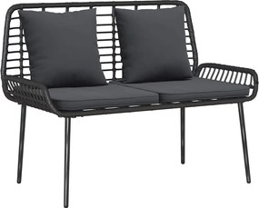vidaXL Παγκάκι κήπου Μαύρο και Ανθρακί συνθετικό ρατάν