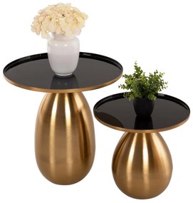 SIDE TABLES 2PCS  METAL IN BLACK AND GOLD Φ50,5 &amp;Φ40,5cm.