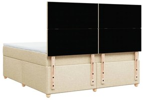 Κρεβάτι Boxspring με Στρώμα Κρεμ 180x200 εκ. Υφασμάτινο - Κρεμ