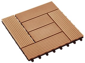 vidaXL Πλακάκια Deck 11 τεμ. Χρώμα Teak 30 x 30 εκ. 1 μ² από WPC