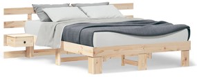 vidaXL Σκελετός Κρεβατιού Καφέ 160 x 200 εκ Μασίφ ξύλο πεύκου