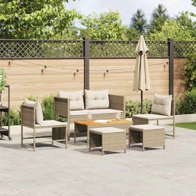 vidaXL Σετ Καναπέ Κήπου 6 pcs Μπεζ, κρέμα συνθετικό ρατάν