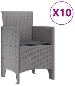 vidaXL Σετ 11 τεμαχίων κήπου με Μαξιλάρια Ανοιχτό Γκρι Πολυ ρατάν
