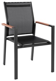 Aluminum armchair Miller  Black with Textline &amp; Polywood 56x57x90cm