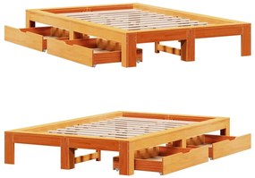 Σκελετός Κρεβ. Χωρίς Στρώμα Καφέ Κεριού 120x200 εκ Μασίφ Πεύκο - Καφέ