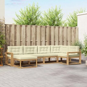 vidaXL Σειρά Καναπέ Εξωτερικού 5 pcs Λευκό και Κρεμ Πολυεστέρας