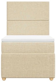vidaXL Κρεβάτι Boxspring με Στρώμα Κρεμ 100 x 200 εκ. Υφασμάτινο