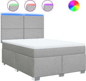 vidaXL Κρεβάτι Boxspring με Στρώμα Ανοιχτό Γκρι 140x200 εκ. Υφασμάτινο