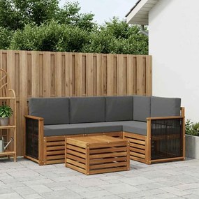 vidaXL Σειρά Καναπέ Εξωτερικού 5 pcs Φυσικό και Ανθρακί