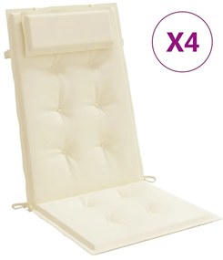 vidaXL Μαξιλάρια Καρέκλας με Πλάτη 4 τεμ. Κρεμ από Ύφασμα Oxford