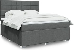 vidaXL Κρεβάτι Boxspring με Στρώμα Σκούρο Γκρι 180x200 εκ Υφασμάτιν