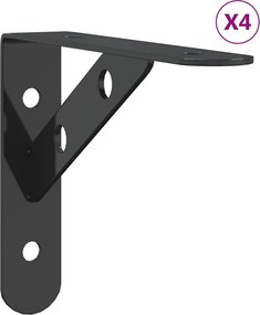 vidaXL Στηρίγματα Ραφιών 4 Τεμ. Ασημί 15x2,5x11,5 Ανοξείδωτο Μαύρο